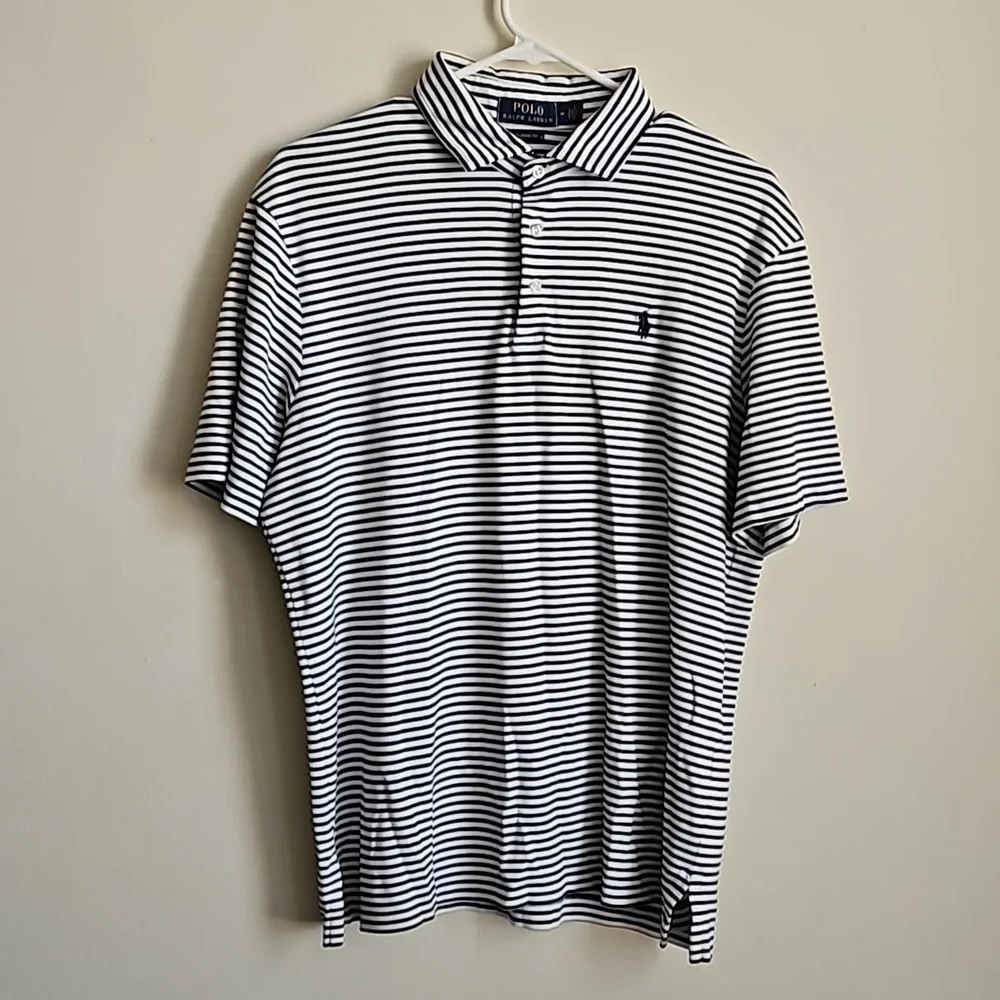 Polo ralph lauren navy blue stripe classic fit shirt size m